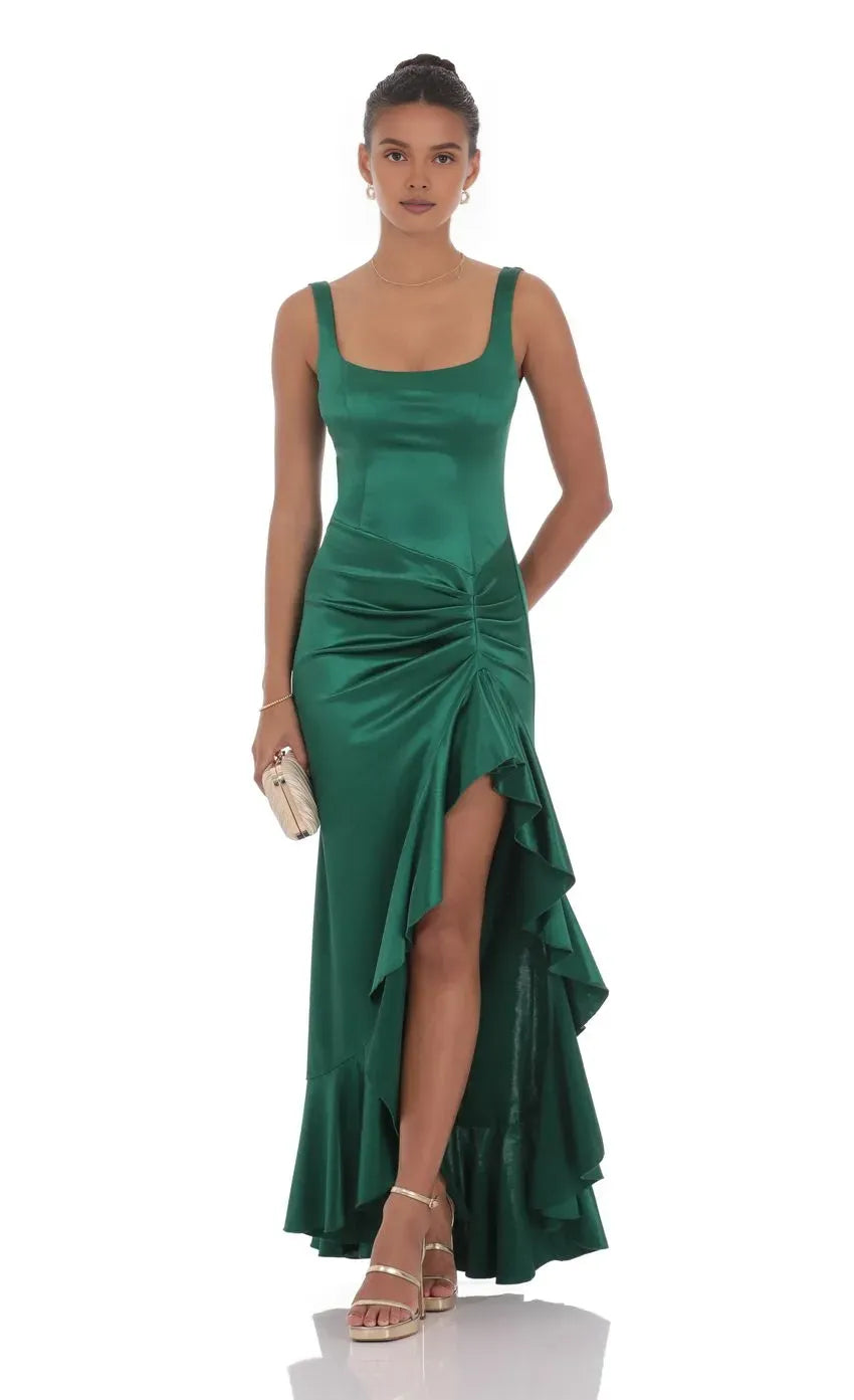 Fashion Mermaid/Trumpet Square Neck Sleeveless Zipper Up Floor-Length Prom Dress